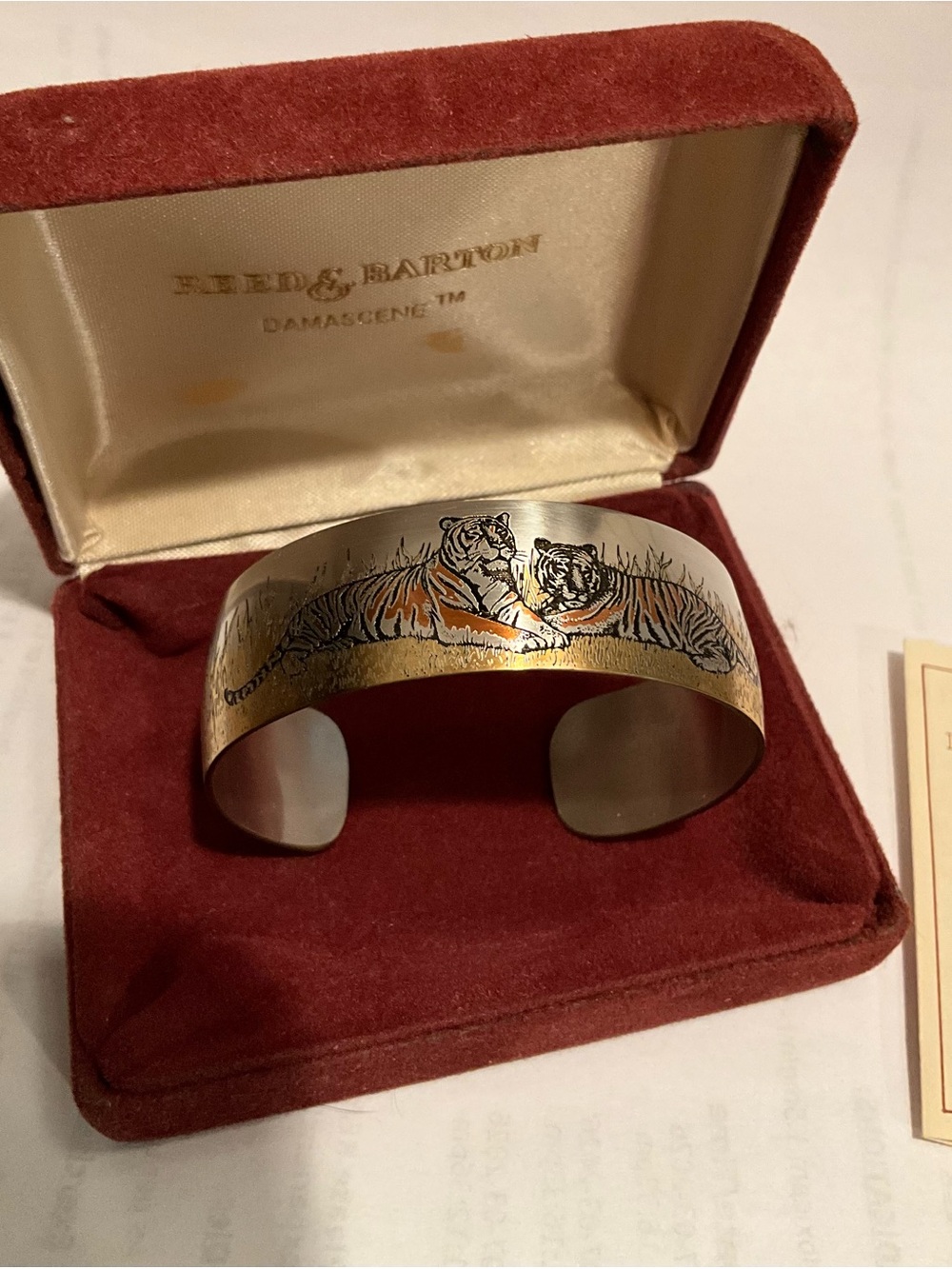 Vintage Reed & Barton Damascene Tiger Cuff Bracelet